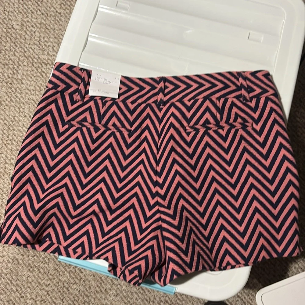 NWT LOFT SZ 8 Pink & Navy Chevron Riviera  Shorts - Picture 6 of 8